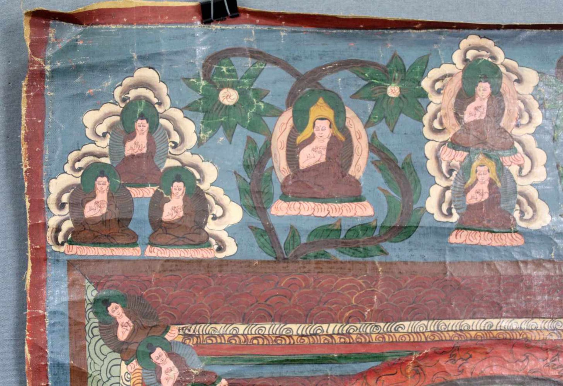 Meditations Mandala, China / Tibet alt. Buddha mit Gurus.71 cm x 48,5 cm. Gemälde. Zusätzlich zu den - Image 6 of 8