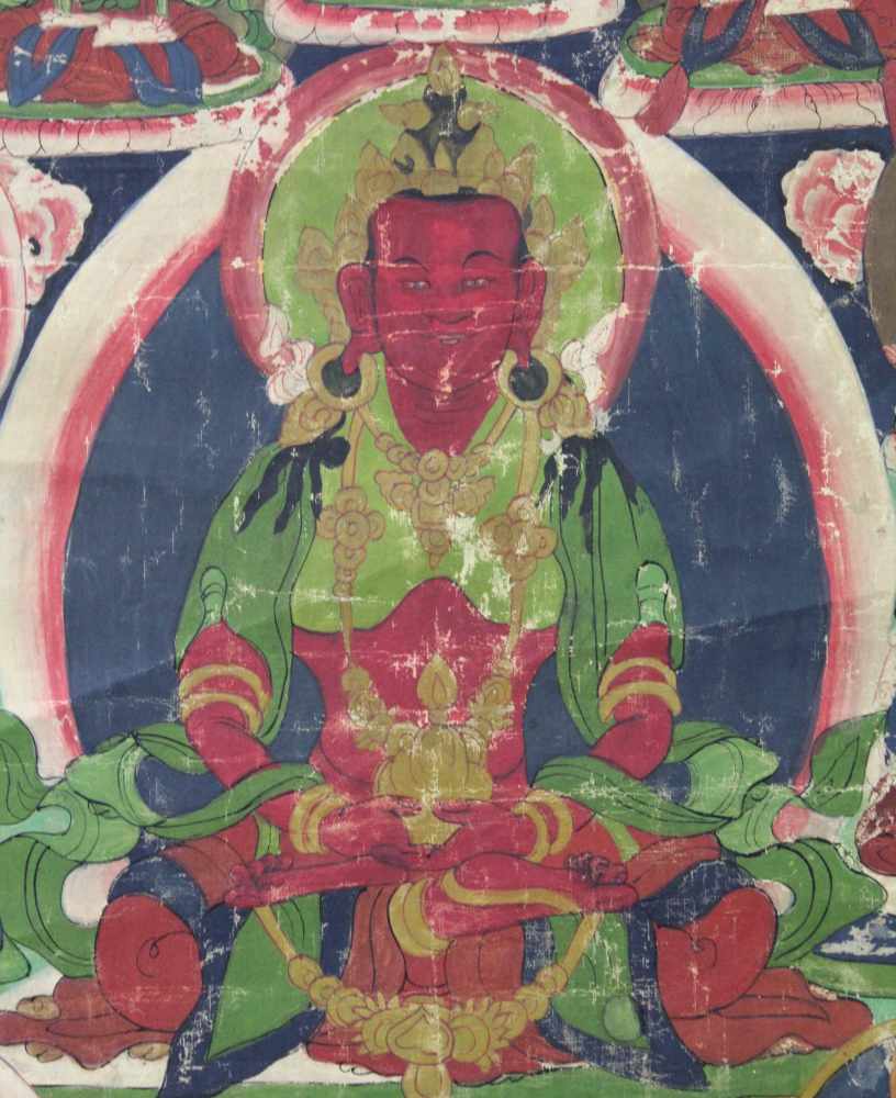 Amithaba? Buddha Thangka, China / Tibet alt.69,5 cm x 50 cm. Gemälde.Amithaba? Buddha Thangka, China - Image 2 of 9