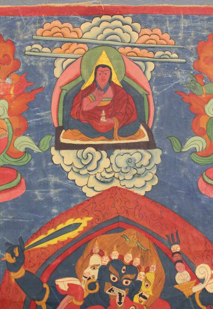 Thangka, China / Tibet alt. Wohl Che- Mchog Heruka.80,5 cm x 50,5 cm. Gemälde.Thangka, China / Tibet - Image 7 of 10