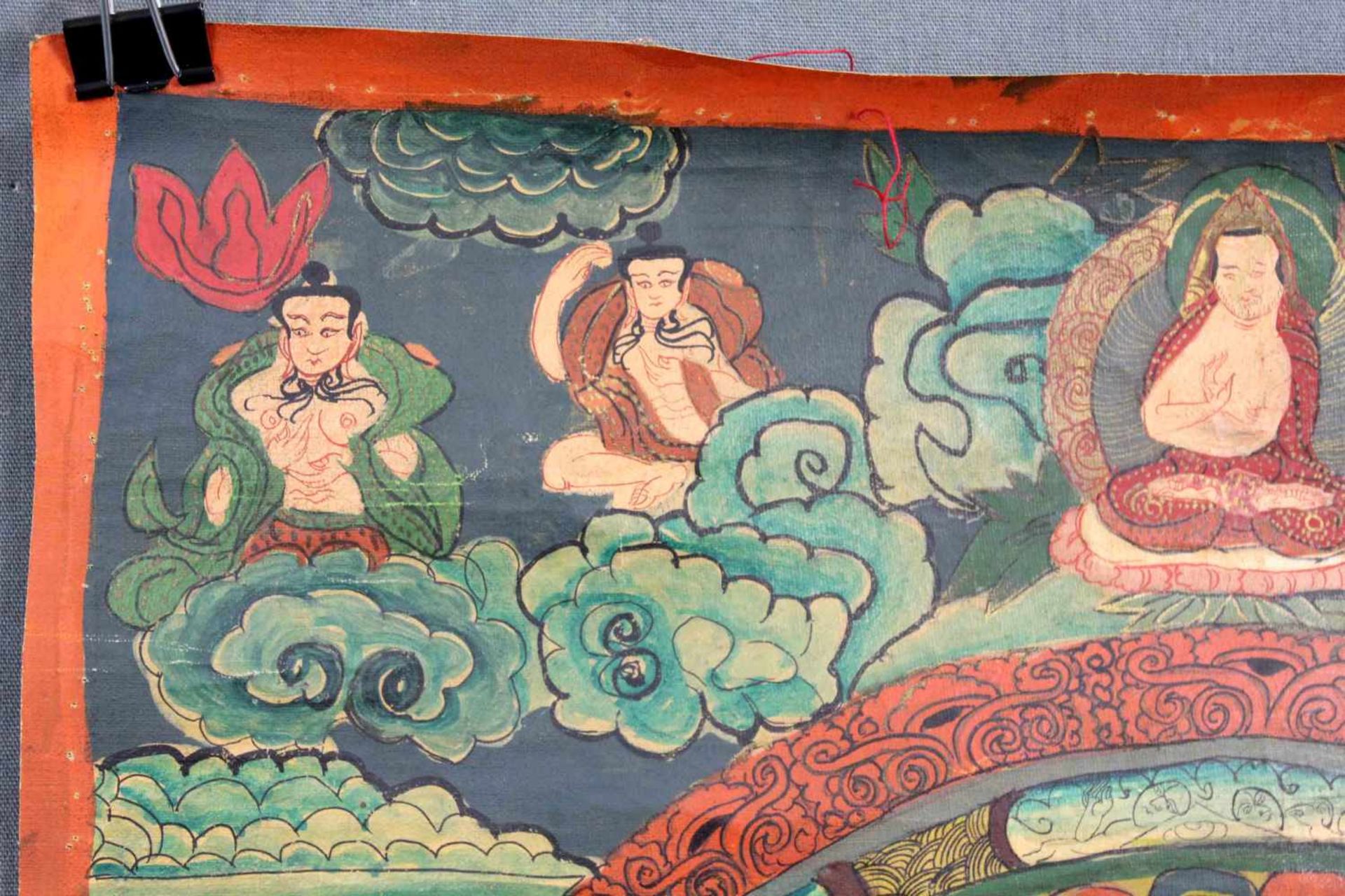Mandala, China / Tibet alt.44 cm x 35 cm. Gemälde. Mit geschlossenem Dachabschluss. Wohl Lahsa - Bild 5 aus 8