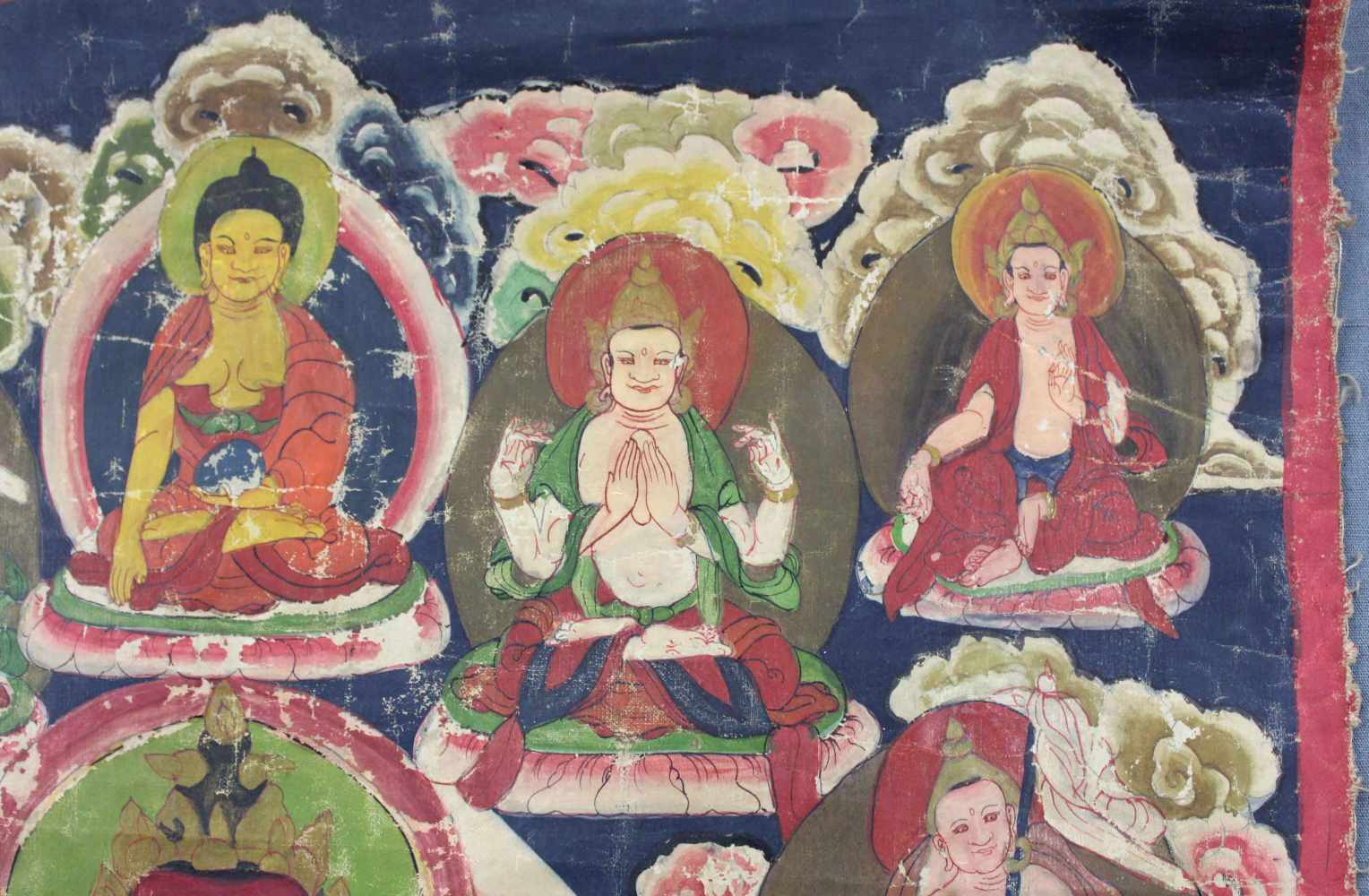 Amithaba? Buddha Thangka, China / Tibet alt.69,5 cm x 50 cm. Gemälde.Amithaba? Buddha Thangka, China - Image 4 of 9