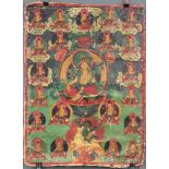 Thangka, China / Tibet alt. Darstellung einer Boddhisattva.60 cm x 44,5 cm. Gemälde.Thangka, China /