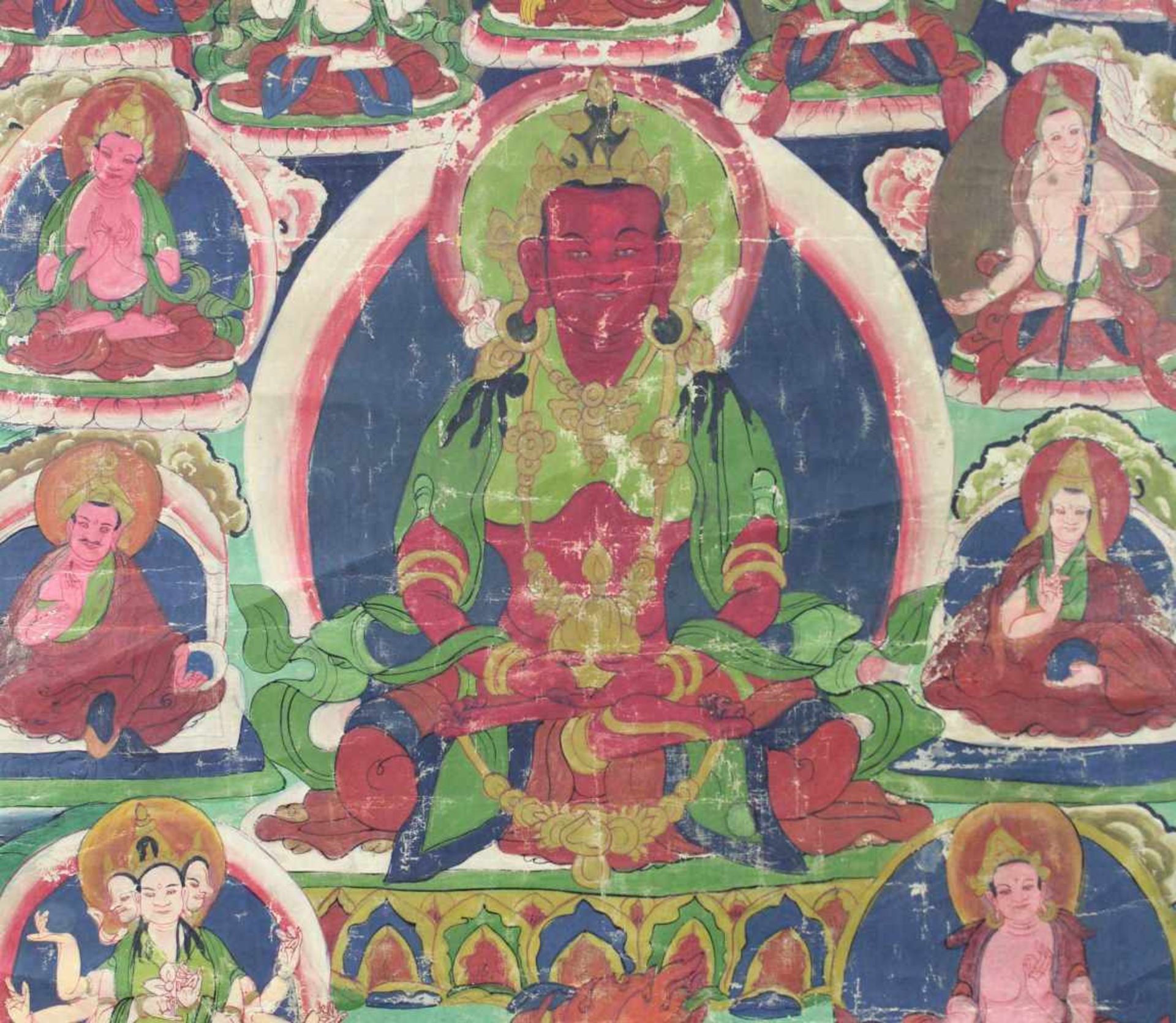 Amithaba? Buddha Thangka, China / Tibet alt.69,5 cm x 50 cm. Gemälde.Amithaba? Buddha Thangka, China - Bild 3 aus 9