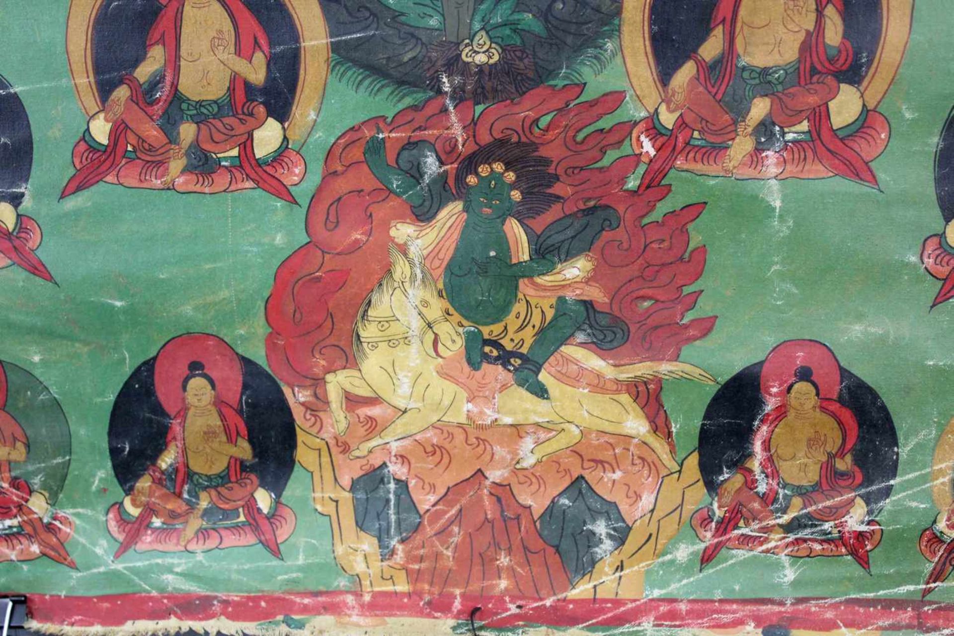 Thangka, China / Tibet alt. Darstellung einer Boddhisattva.60 cm x 44,5 cm. Gemälde.Thangka, China / - Image 2 of 7