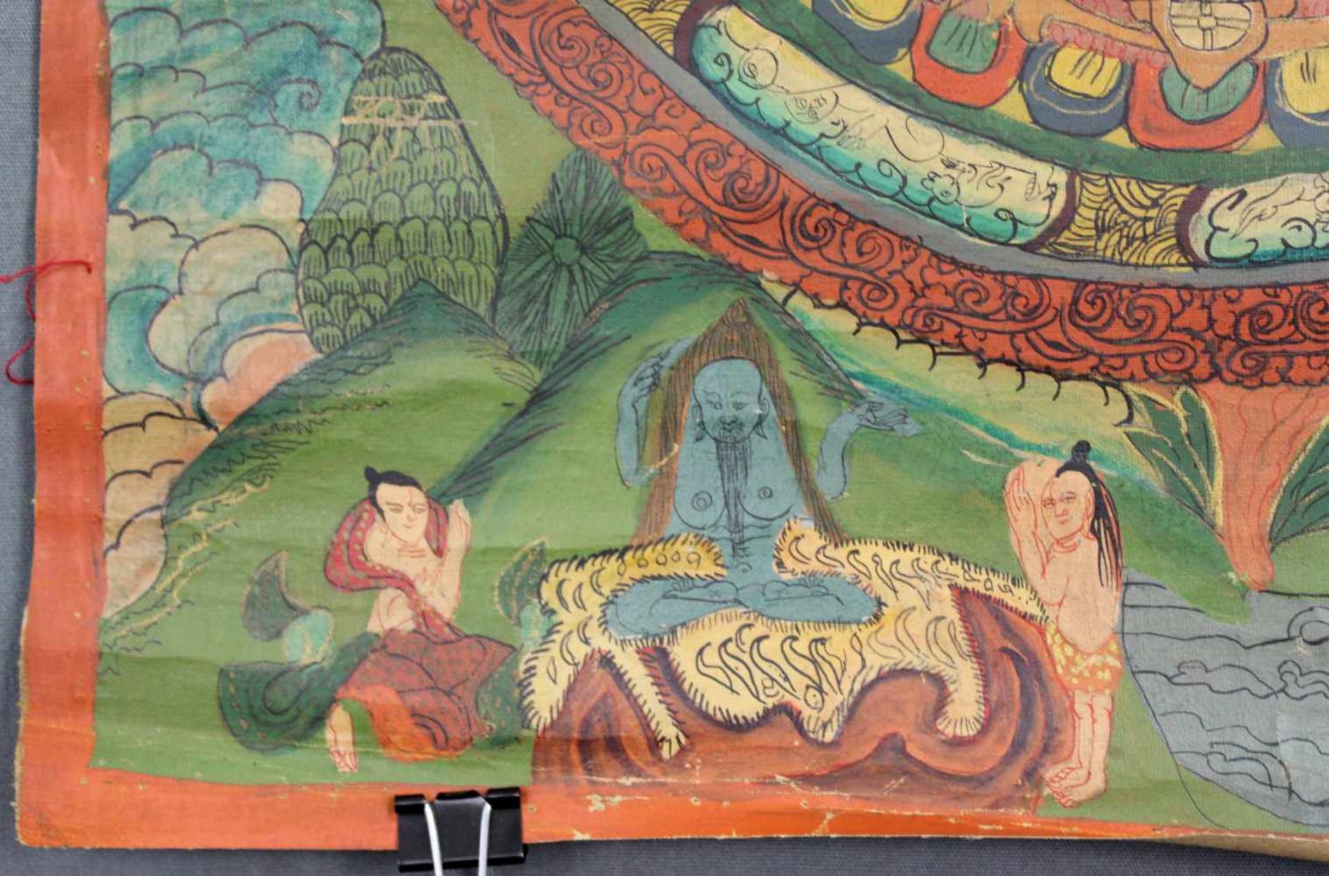 Mandala, China / Tibet alt.44 cm x 35 cm. Gemälde. Mit geschlossenem Dachabschluss. Wohl Lahsa - Bild 2 aus 8