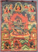 Mahakala / Chakrasamvara ? Thangka, China / Tibet alt.65 cm x 48 cm. Gemälde. Wohl Darstellung des