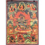 Mahakala / Chakrasamvara ? Thangka, China / Tibet alt.65 cm x 48 cm. Gemälde. Wohl Darstellung des