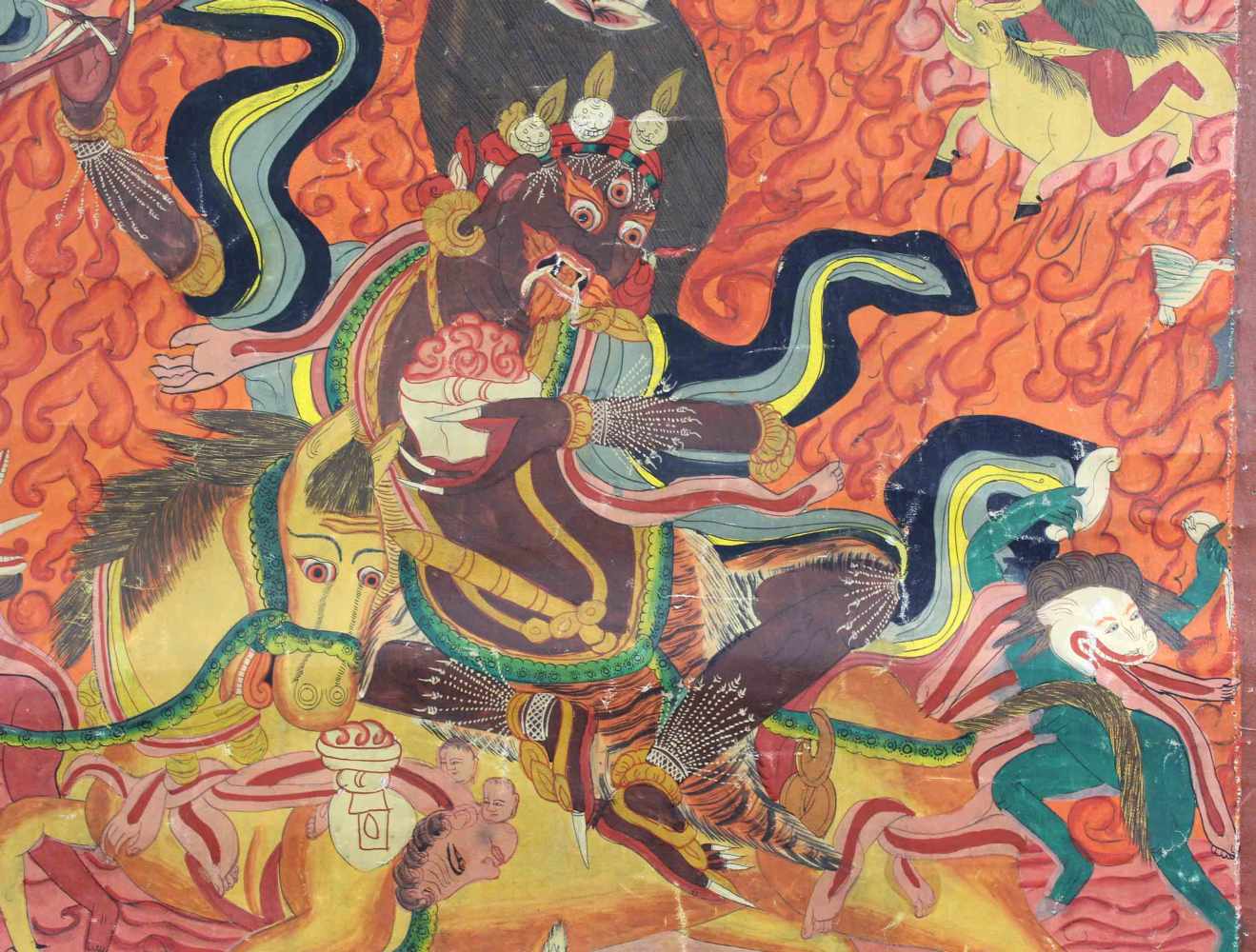 Palden Lhamo Thangka, China / Tibet alt.64 cm x 45,5 cm. Gemälde.Palden Lhamo Thangka, China / Tibet - Image 5 of 9