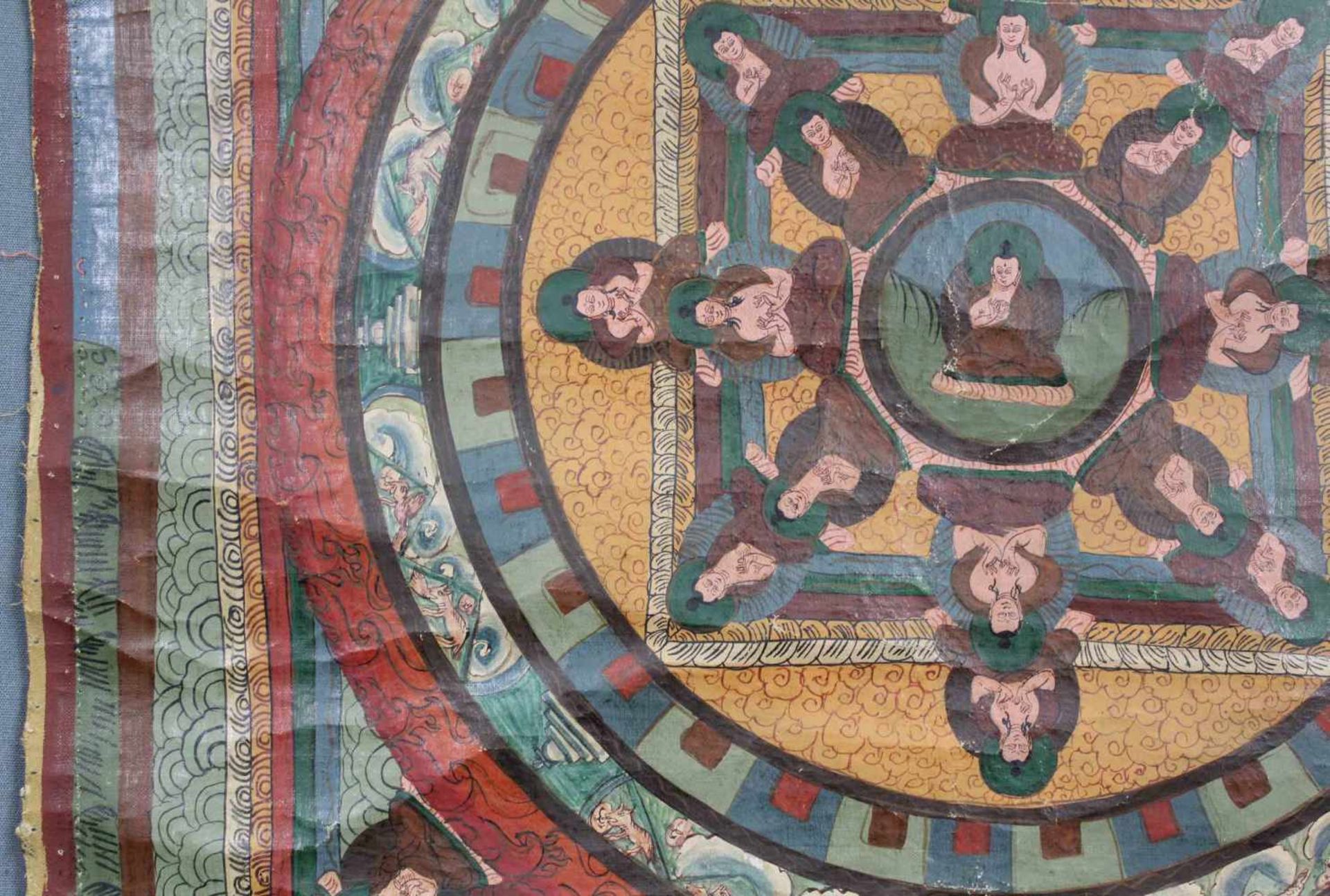 Meditations Mandala, China / Tibet alt. Buddha mit Gurus.71 cm x 48,5 cm. Gemälde. Zusätzlich zu den - Image 4 of 8