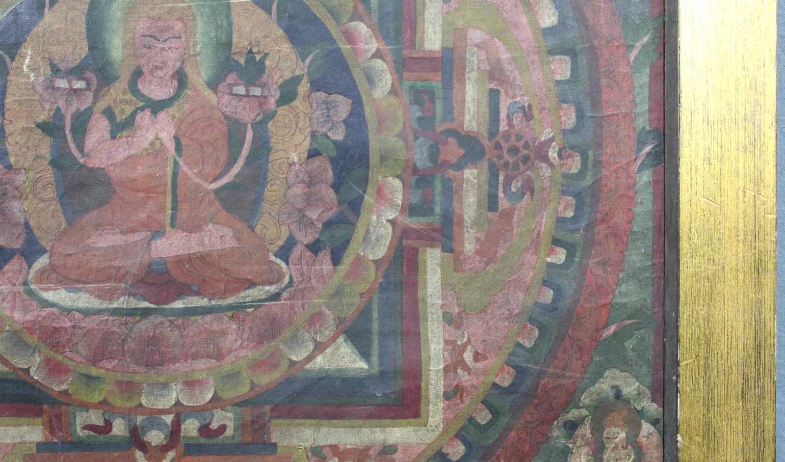 Buddha Mandala, China / Tibet alt. Der Äther in naturalistischem grün und grau.77 cm x 56 cm. - Image 10 of 12