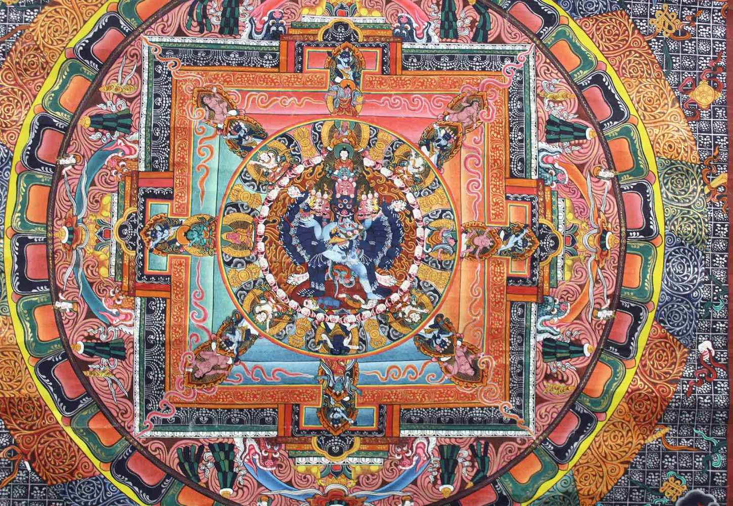 Kalachakra Mandala / Lebensrad Mandala, China / Tibet alt.76,5 cm x 57 cm. Gemälde.Kalachakra - Image 7 of 9