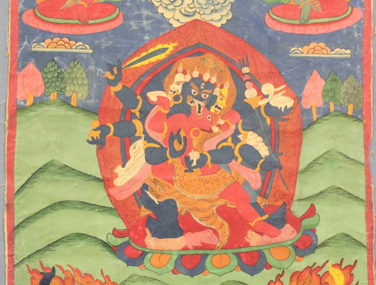 Thangka, China / Tibet alt. Wohl Che- Mchog Heruka.80,5 cm x 50,5 cm. Gemälde.Thangka, China / Tibet - Image 5 of 10