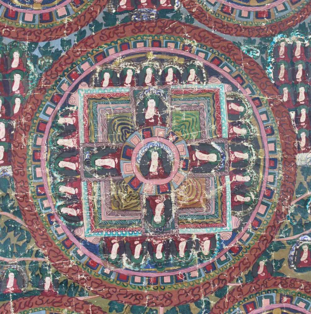 5 fach Mandala, China / Tibet alt. 111 Buddhas ! ?85 cm x 54 cm. Gemälde.5 x Manala, China / Tibet - Image 2 of 4