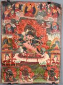 Thangka, China / Tibet alt. Wohl Yama.60 cm x 45 cm. Gemälde.Thangka, China / Tibet old. Probably