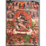 Thangka, China / Tibet alt. Wohl Yama.60 cm x 45 cm. Gemälde.Thangka, China / Tibet old. Probably