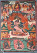 Thangka, China / Tibet alt. Wohl Yama / Mahakala.65 cm x 46 cm. Gemälde.Thangka, China / Tibet