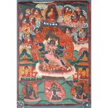 Thangka, China / Tibet alt. Wohl Yama / Mahakala.65 cm x 46 cm. Gemälde.Thangka, China / Tibet