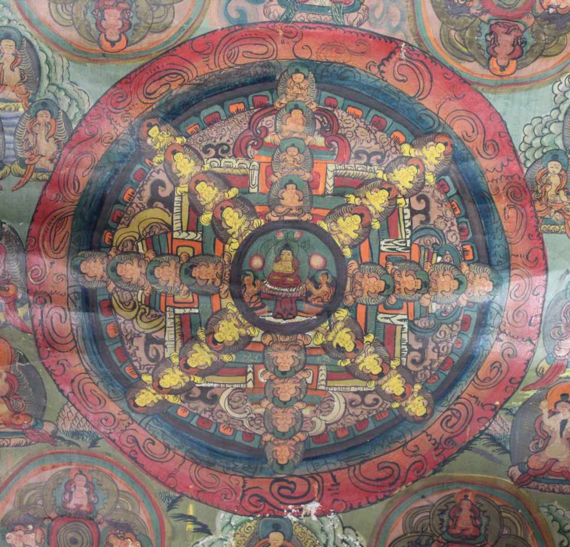 5 fach Mandala, China / Tibet alt. Zentral Buddha.65 cm x 47 cm. Gemälde.5 x Mandala, China / - Image 4 of 6