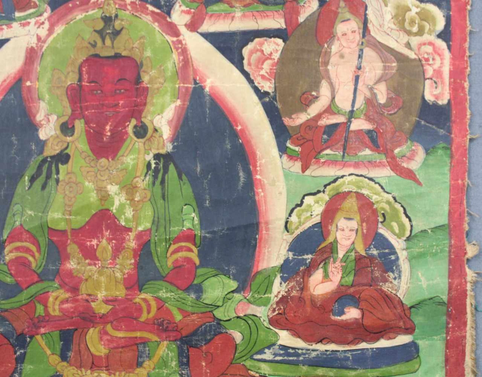 Amithaba? Buddha Thangka, China / Tibet alt.69,5 cm x 50 cm. Gemälde.Amithaba? Buddha Thangka, China - Bild 5 aus 9