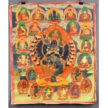 Thangka, China / Tibet alt. Wohl Yamantaka.51 cm x 43,5 cm. Gemälde.Thangka, China / Tibet old.