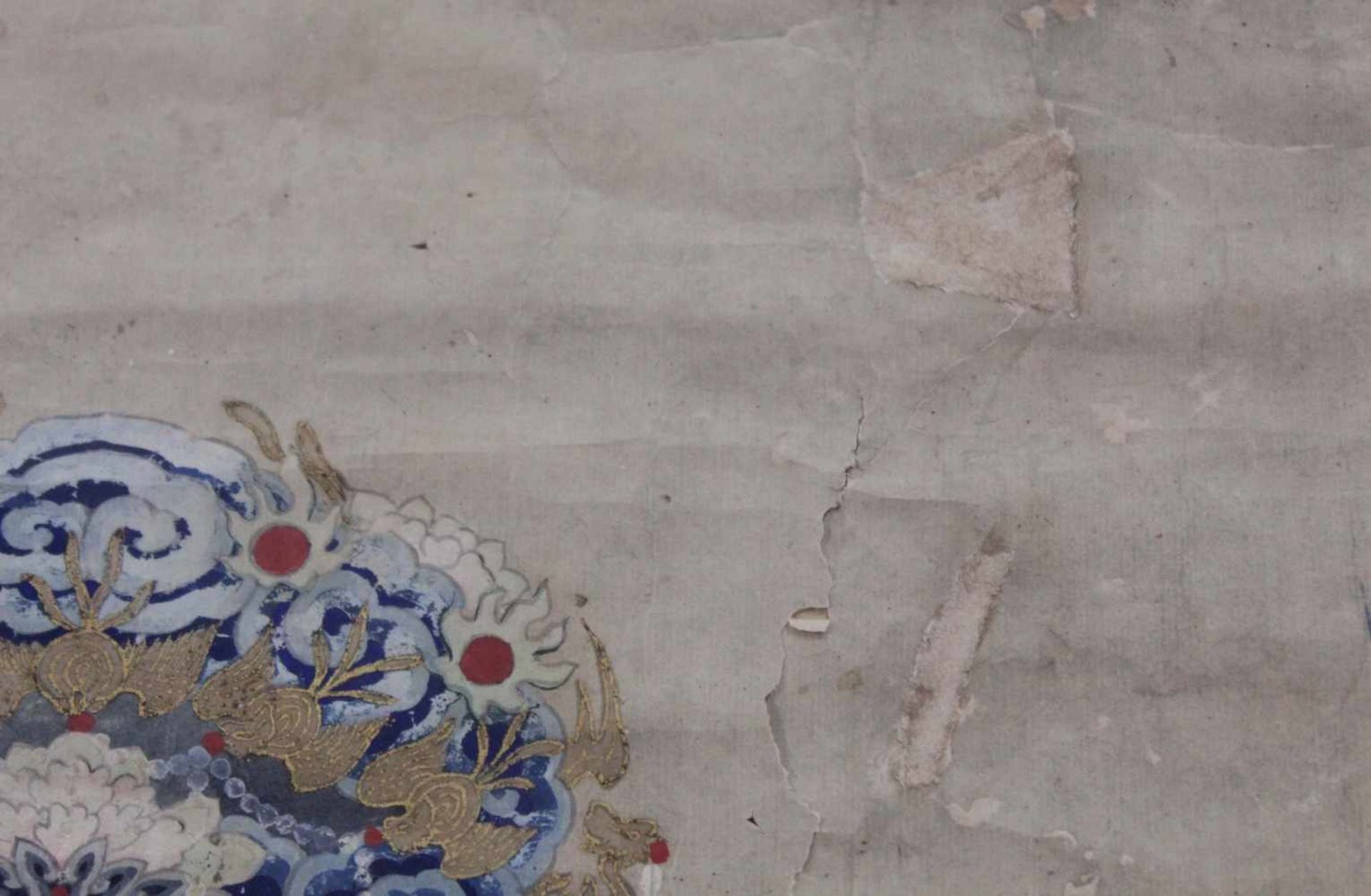Ahnenbild. Ein Beamter und eine Frau. China.120 cm x 80 cm. Aquarell / Guache auf Papier, gemalt. - Bild 7 aus 9