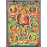 Lama Thangka, China / Tibet alt. Wohl Darstellung des gTsang-pa rgya-ras.68 cm x 50 cm. Gemälde.Lama