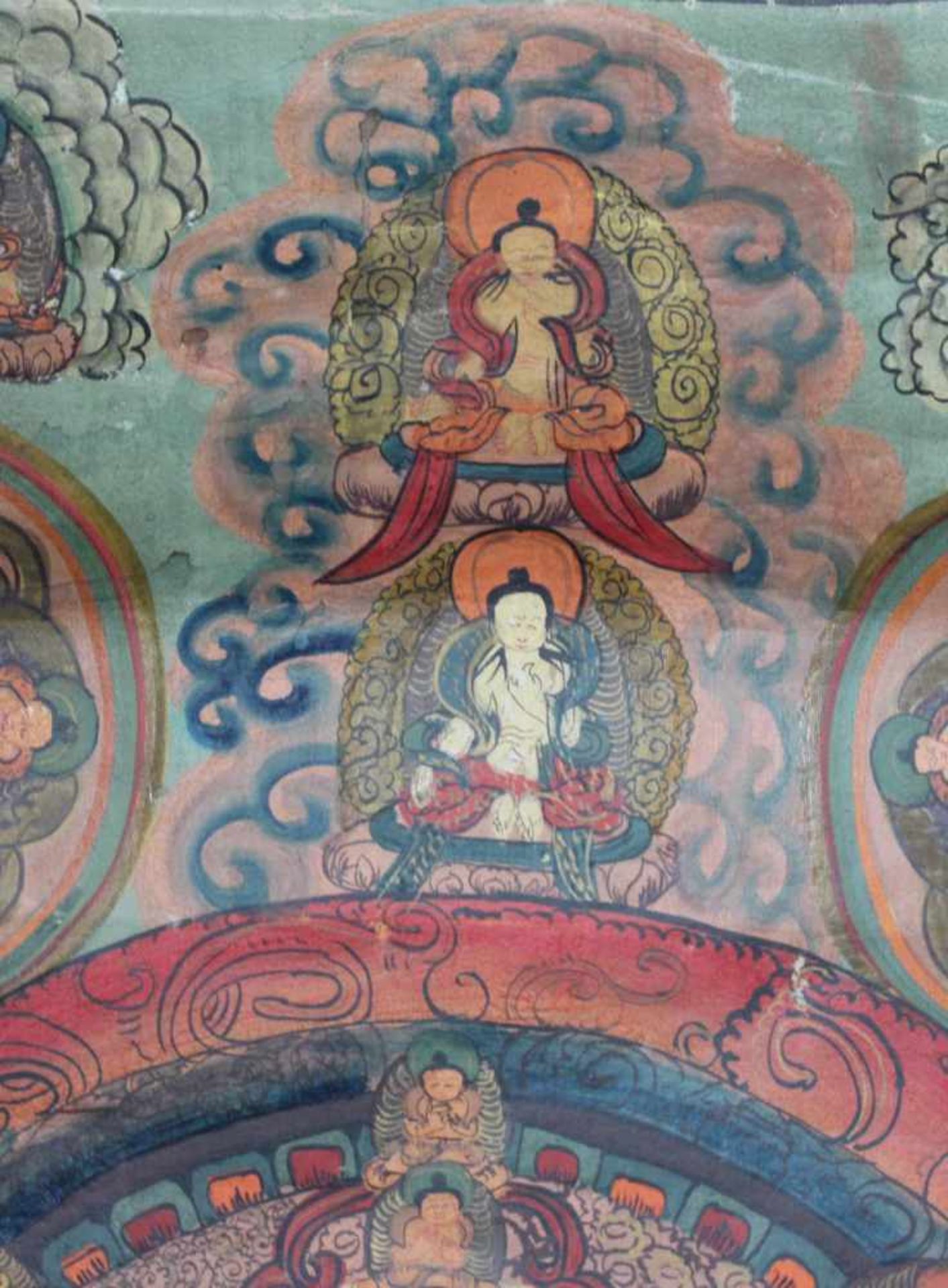 5 fach Mandala, China / Tibet alt. Zentral Buddha.65 cm x 47 cm. Gemälde.5 x Mandala, China / - Image 3 of 6