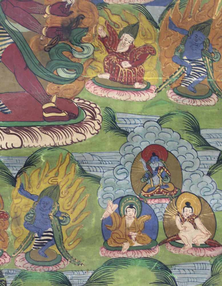 Cri Chakrasamvara ? Thangka, China / Tibet alt.50 cm x 40 cm. Gemälde.Cri Chakrasamvara ? Thangka, - Image 5 of 8