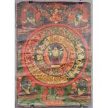 Mandala mit tierköpfigen Gottheiten / Thangka, China / Tibet alt.68 cm x 48 cm. Gemälde. Im
