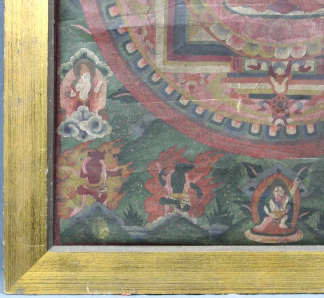 Buddha Mandala, China / Tibet alt. Der Äther in naturalistischem grün und grau.77 cm x 56 cm. - Image 6 of 12