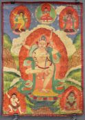 Thangka, wohl Darstellung der Vajravarahi. China / Tibet alt.60 cm x 42 cm. Gemälde.Thangka,