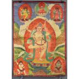 Thangka, wohl Darstellung der Vajravarahi. China / Tibet alt.60 cm x 42 cm. Gemälde.Thangka,