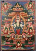 Avalokiteshavara Thangka, China / Tibet alt.60 cm x 42 cm. Gemälde.Avalokiteshavara Thangka, China /