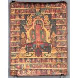 Amitabha ? In der Padmasana, Thangka, China / Tibet alt.55 cm x 42 cm. Gemälde. Im Paradies (