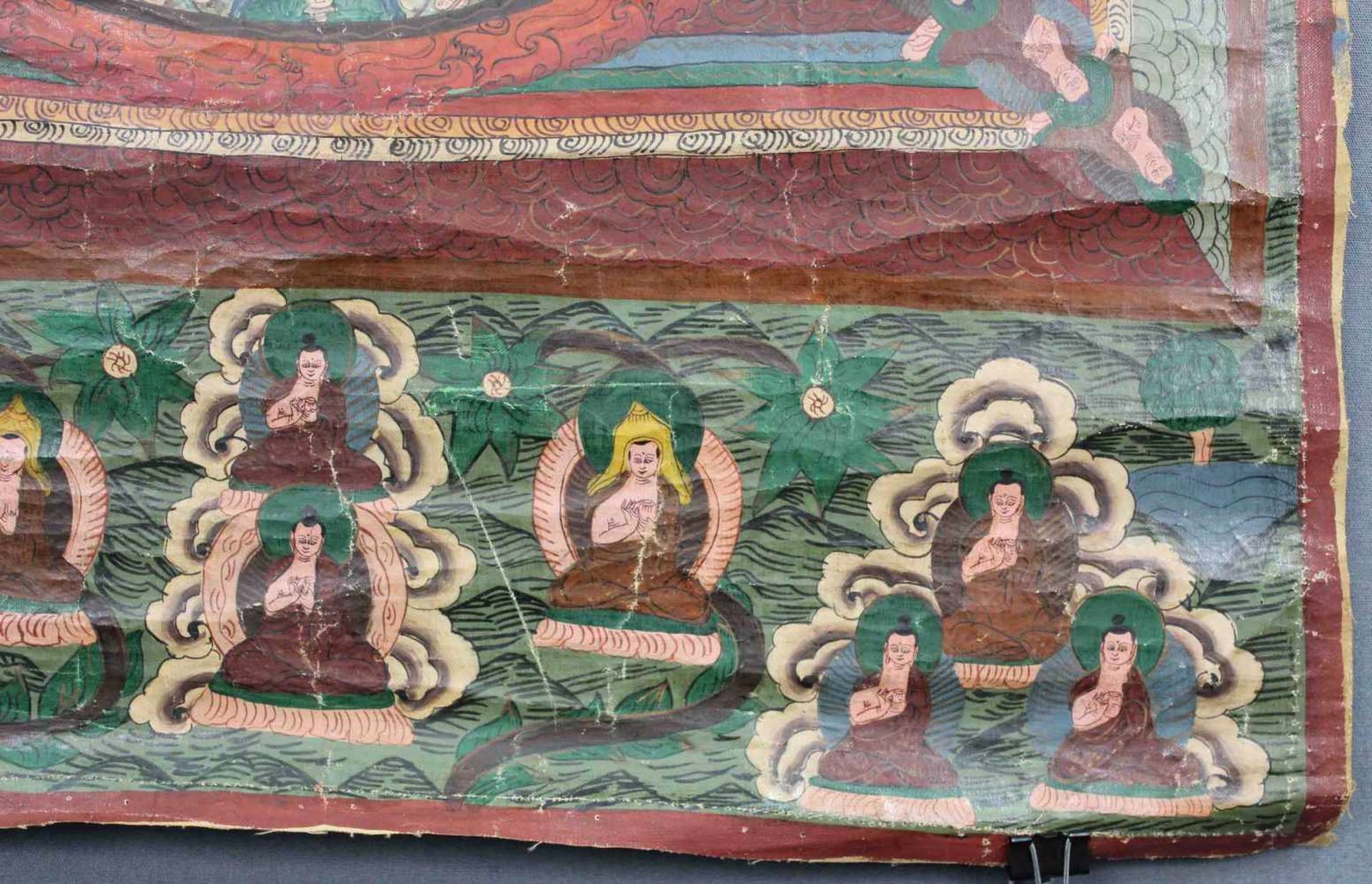Meditations Mandala, China / Tibet alt. Buddha mit Gurus.71 cm x 48,5 cm. Gemälde. Zusätzlich zu den - Image 3 of 8