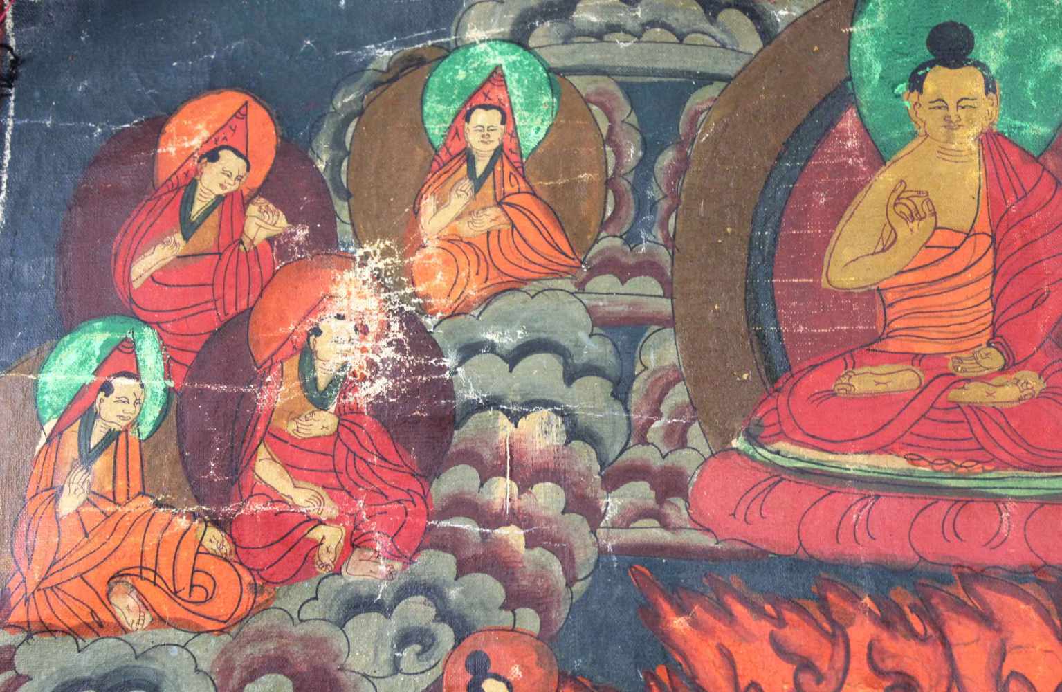 Mahakala Thangka, China / Tibet alt. Wohl Yama ?63 cm x 46 cm. Gemälde.Mahakala Thangka, China / - Image 2 of 8