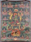 Thangka, China / Tibet alt. Wohl Amoghasiddhi.61 cm x 45 cm. Gemälde.Thangka, China / Tibet old.