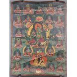 Thangka, China / Tibet alt. Wohl Amoghasiddhi.61 cm x 45 cm. Gemälde.Thangka, China / Tibet old.