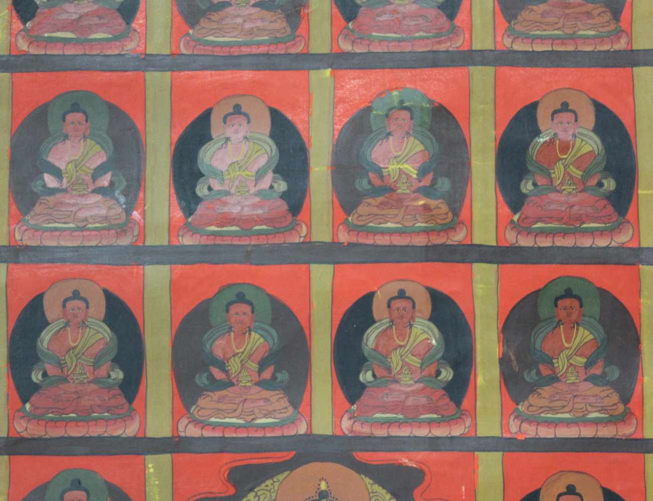 Wohl Gautama Buddha Thangka, China / Tibet alt.61 cm x 45,5 cm. Gemälde. 38 Zustände?Probably - Image 3 of 7