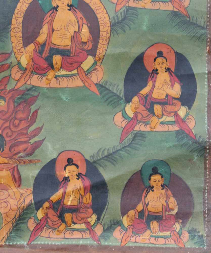 Gelbe Tara ? Thangka, China / Tibet alt.58 cm x 45 cm. Gemälde.Yellow Tara ? Thangka, China / - Image 6 of 10