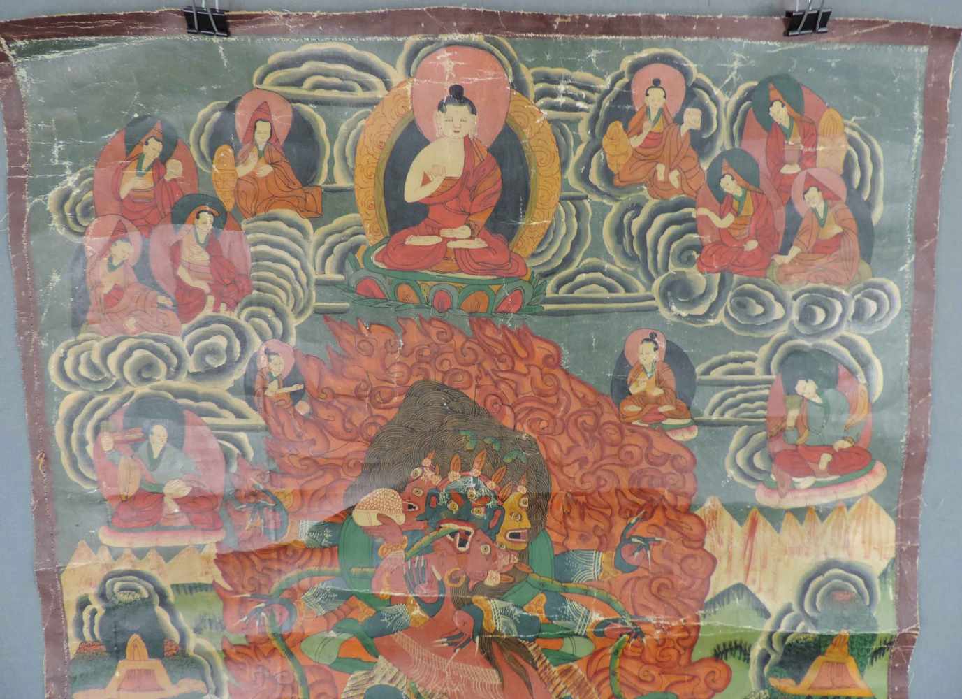 Thangka, wohl Heruka in tantrischer Vereinigung mit einer Dakini ?62,5 cm x 46,5 cm Gemälde. China / - Image 2 of 6
