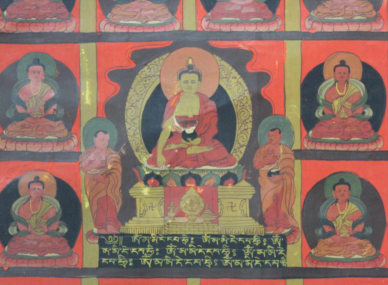 Wohl Gautama Buddha Thangka, China / Tibet alt.61 cm x 45,5 cm. Gemälde. 38 Zustände?Probably - Image 2 of 7