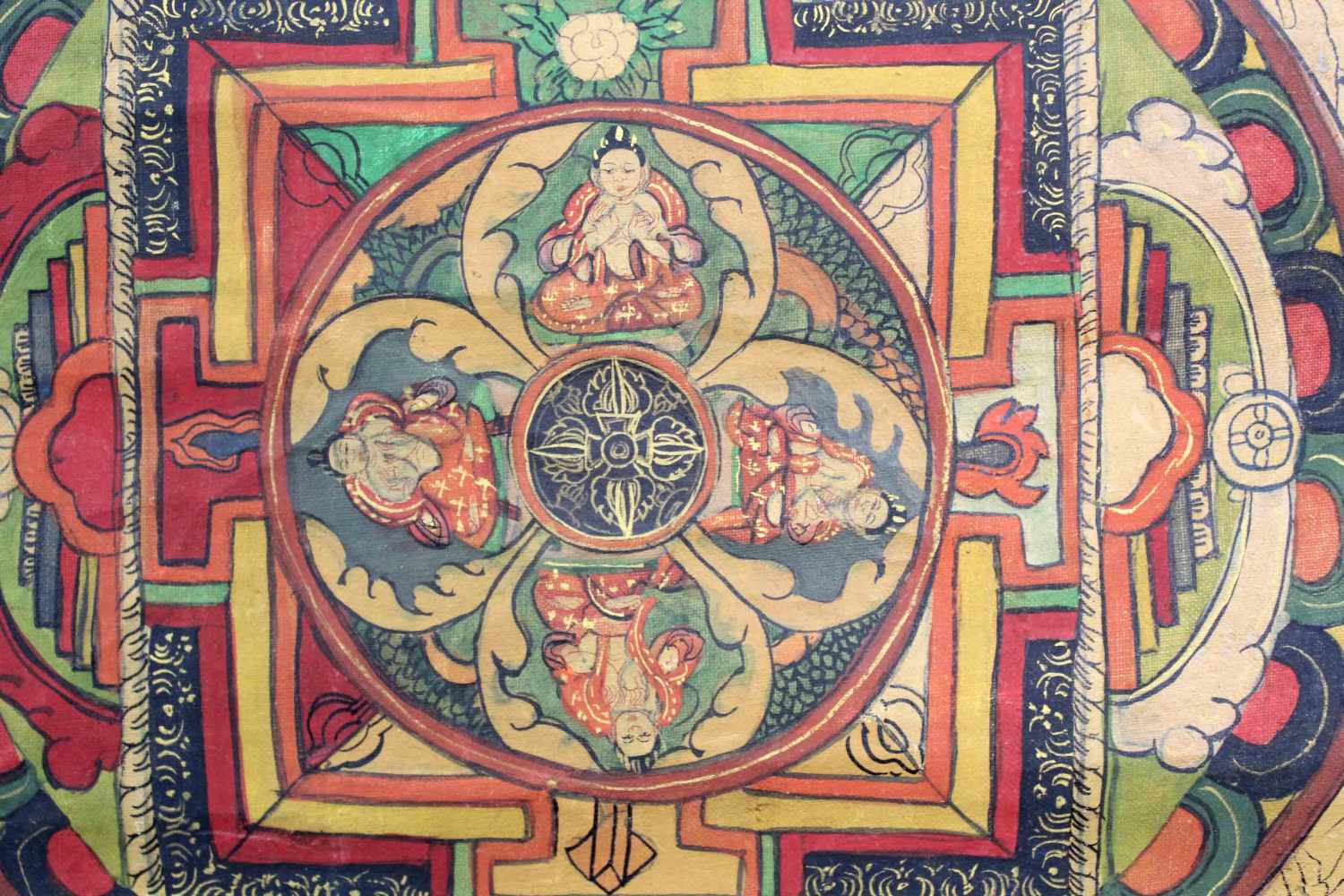 Mandala / Thangka, China / Tibet alt.42,5 cm x 33 cm. Gemälde. Der Lahsa Palast. Deutlich zu - Image 6 of 7