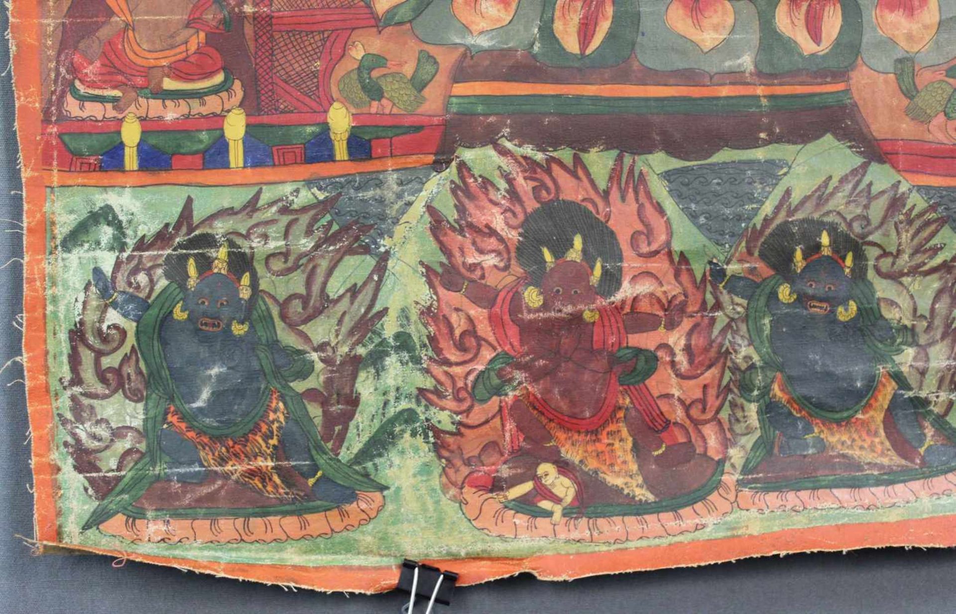 Thangka, China / Tibet alt. Wohl 6- armiger Mahakala.61,5 cm x 47 cm. Gemälde. Der Mahakala - Image 2 of 9
