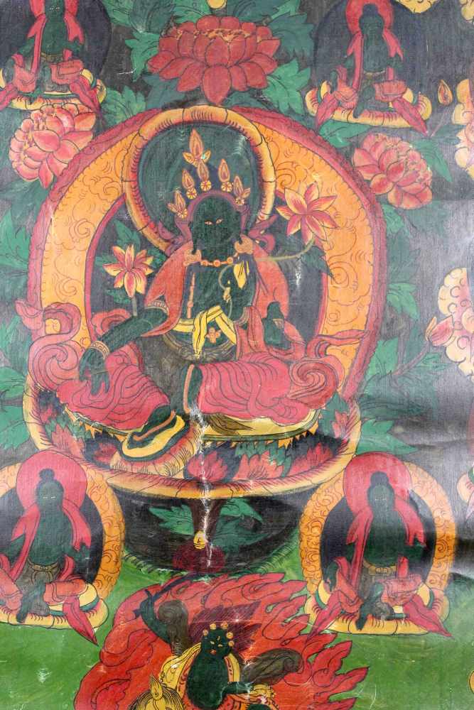 Thangka, China / Tibet alt. Wohl Shyama - Tara.57 cm x 44,5 cm. Gemälde. Dargestellt die - Image 6 of 7