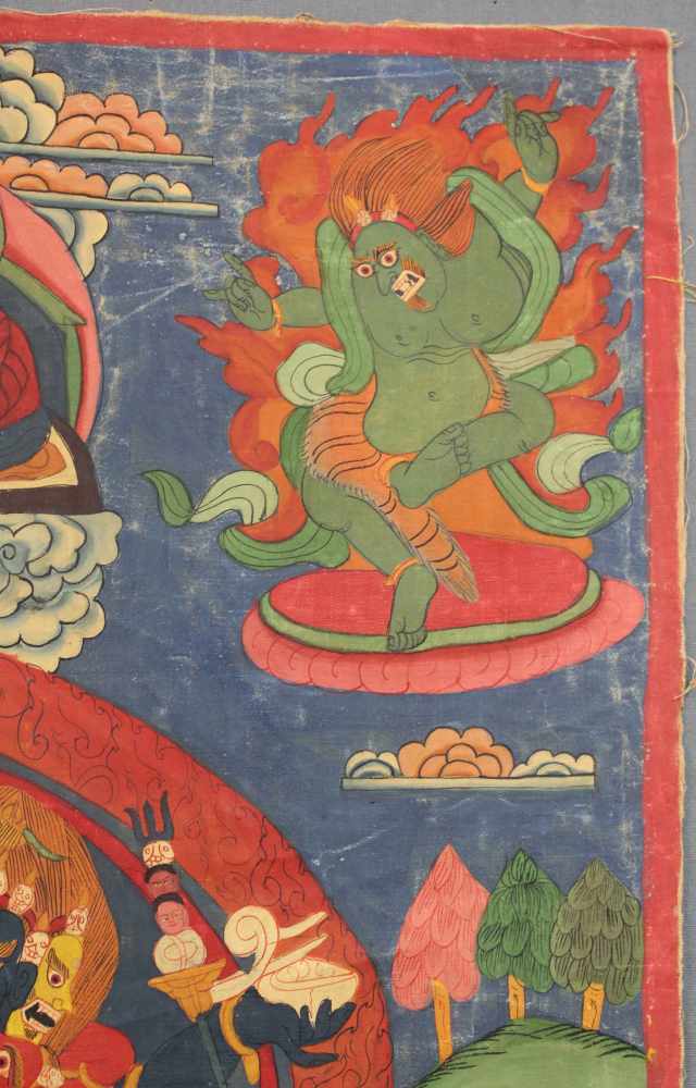 Thangka, China / Tibet alt. Wohl Che- Mchog Heruka.80,5 cm x 50,5 cm. Gemälde.Thangka, China / Tibet - Image 8 of 10