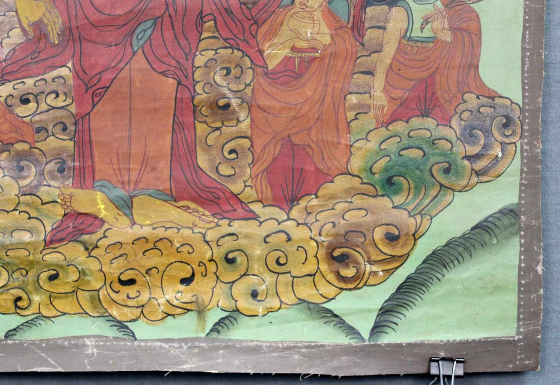 ''Das Herabsteigen aus dem Himmel'', Buddha Thangka, China / Tibet alt.69 cm x 42 cm. Gemälde. Auf - Image 3 of 9