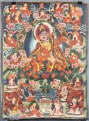 Guru Padmasambhava ? Thangka, China / Tibet alt.56,5 cm x 41 cm. Gemälde.Guru Padmasambhava ?