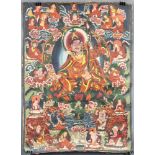 Guru Padmasambhava ? Thangka, China / Tibet alt.56,5 cm x 41 cm. Gemälde.Guru Padmasambhava ?