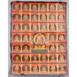 Buddha mit 38 Gurus, Thangka, China / Tibet alt.59,5 cm x 45,5 cm. Gemälde.Buddha with 38 gurus,